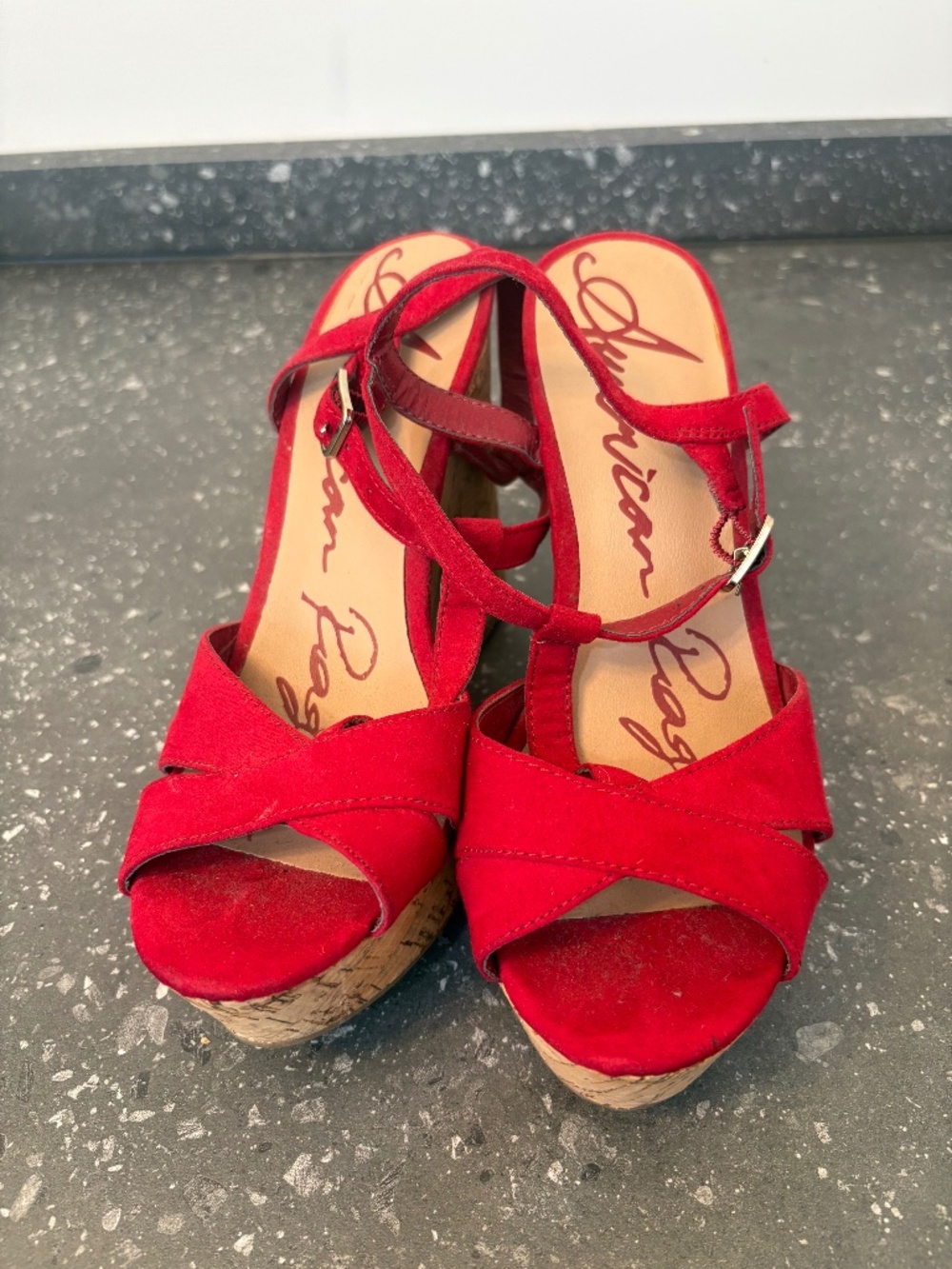 Red platform sandal